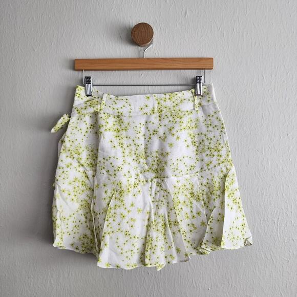 NWT All Saints Frida Amanzi Ditsy Floral Flowy Mini Skort Lime Green 8 - Picture 10 of 12